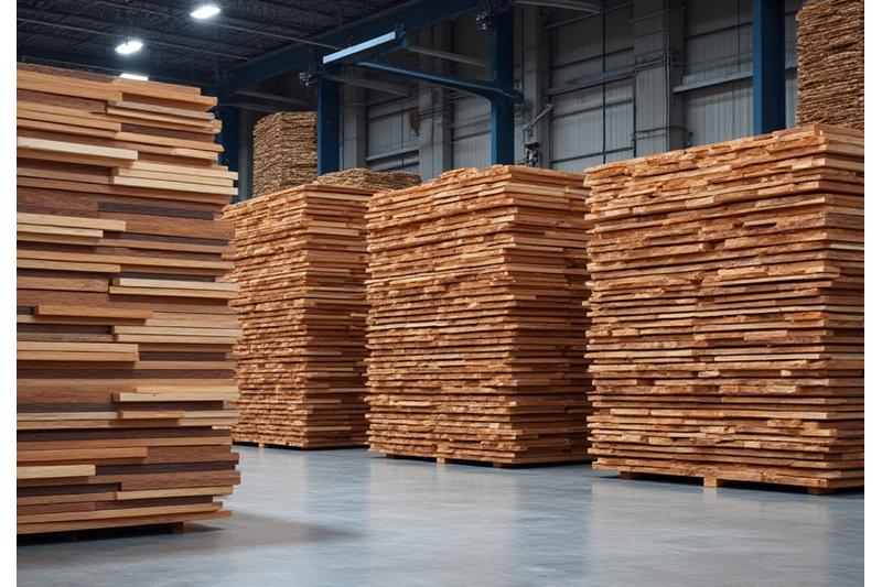 Grote planken hoogwaardig hout in een opslag