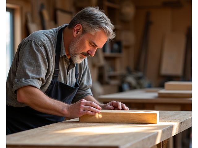 Vakman aan het werk in een houtbewerkingsatelier