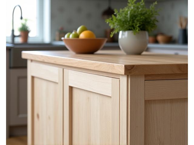 Op maat gemaakt houten keukenblok met strakke lijnen